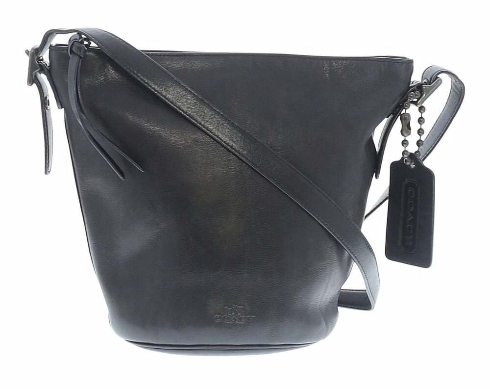 Coach Bleecker Mini Duffle Black Leather Bucket Bag